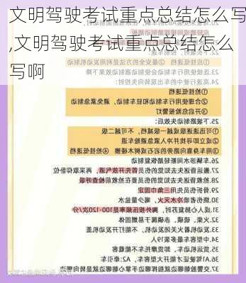 文明驾驶考试重点总结怎么写,文明驾驶考试重点总结怎么写啊