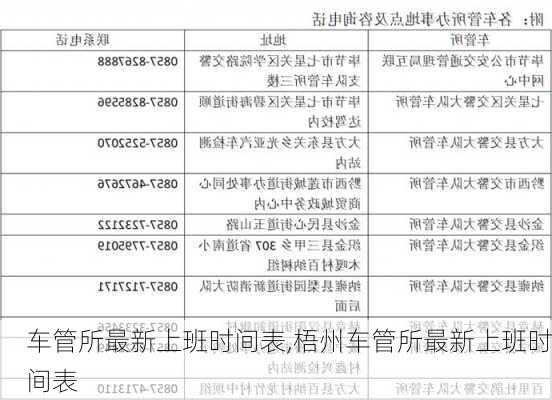 车管所最新上班时间表,梧州车管所最新上班时间表