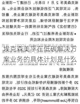 埃克森美孚在低碳解决方案业务的具体计划是什么